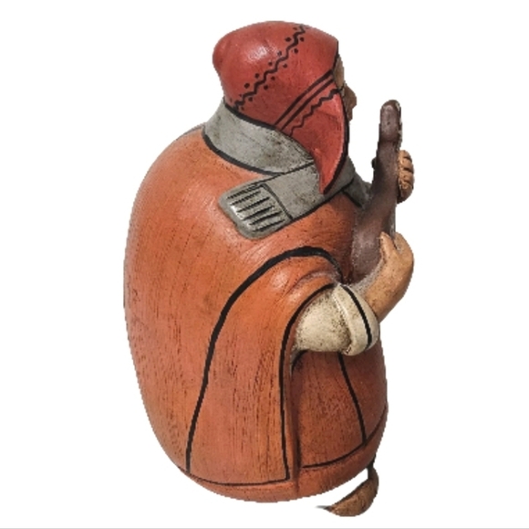 Peruvian Folk Art Pottery Sculpture Figure Woma  Guitar Musician Ukelele - Picture 4 of 8